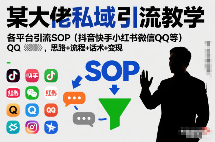 某大佬私域引流教学,各平台引流SOP(抖音快手小红书微信QQ等),思路+流程+话术+变现-网创吧